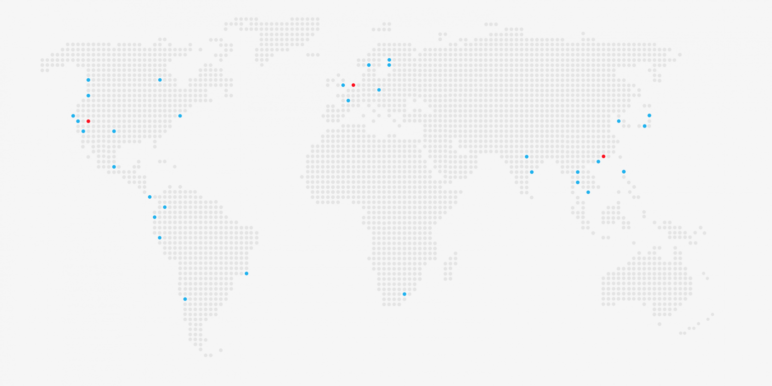 Mapa com a localização das sedes da BYD